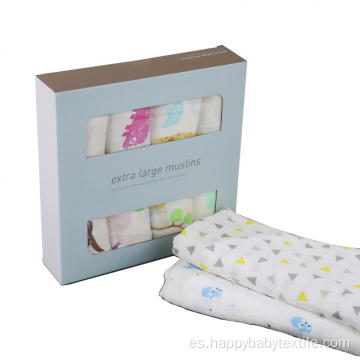 Bebé lavado 100% de algodón muselina swaddle manta 4pk